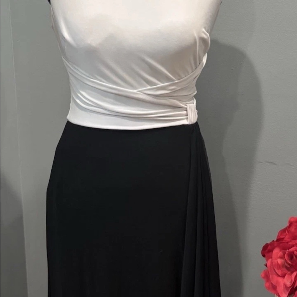 Ralph Lauren Black White Maxi Dress Size 2 Colorblock Formal Evening Gown - Picture 6 of 7